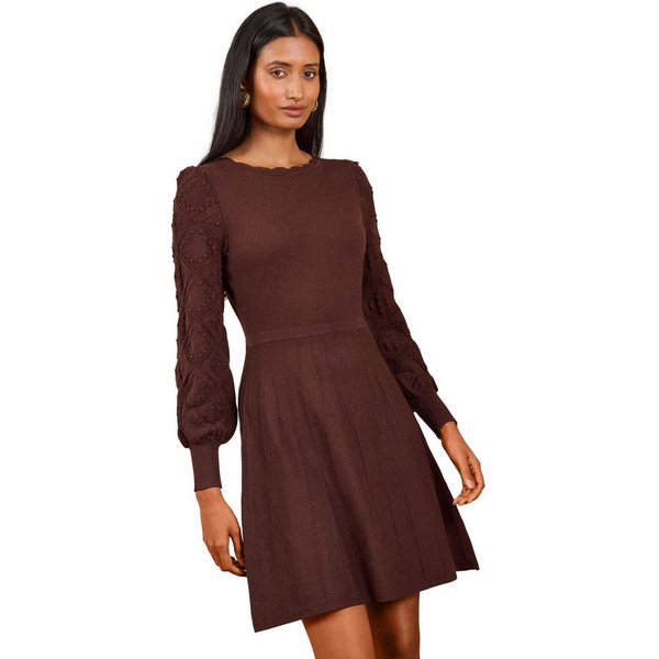 Love & Roses Strickkleid Love & Roses Strick-Minikleid, U-Boot-Ausschnitt (1-tlg)
