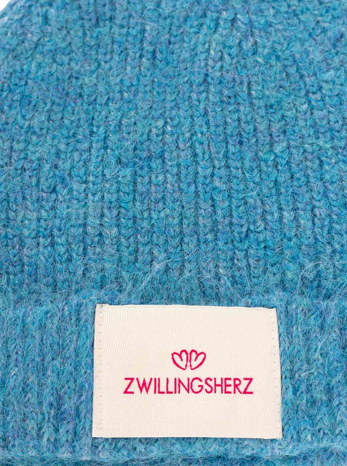 Zwillingsherz Strickmütze "Zwillingsherz Patch" gerippt, mit Wolle und Umschlag, mit Patch – Bild 3 von 3