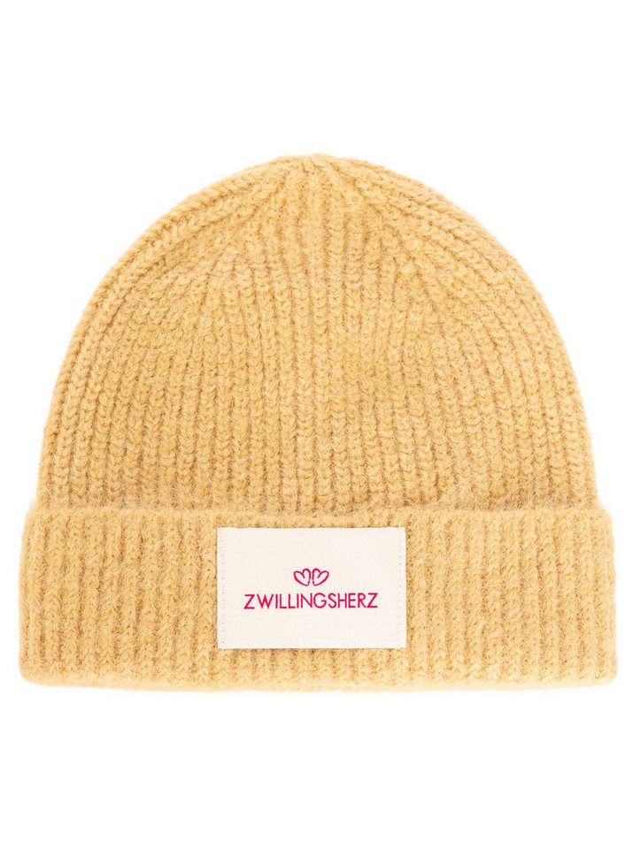 Zwillingsherz Strickmütze "Zwillingsherz Patch" gerippt, mit Wolle und Umschlag, mit Patch – Bild 2 von 3