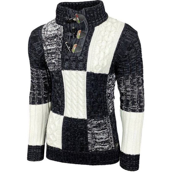 Baxboy Strickpullover Baxboy Herren Grobstrick Pullover Stehkragen Pulli B-51112