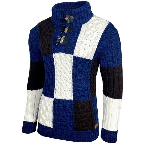 Baxboy Strickpullover Baxboy Herren Grobstrick Pullover Stehkragen Pulli B-51112