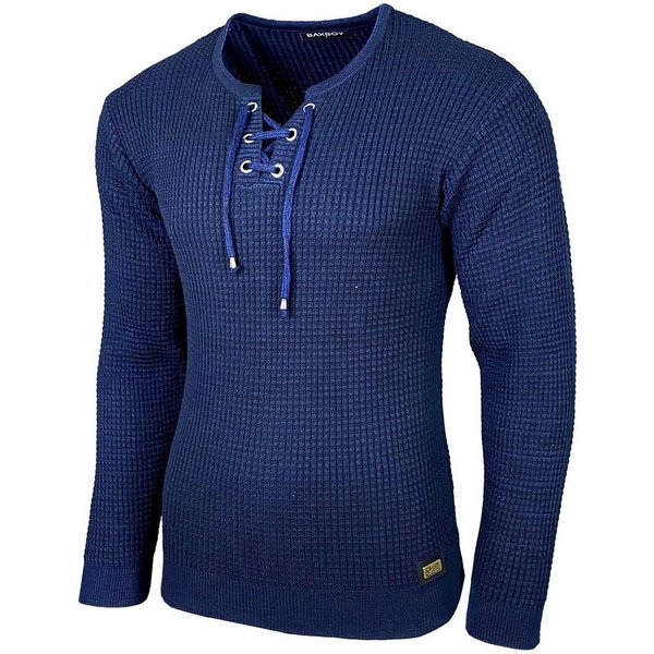 Baxboy Strickpullover Baxboy Herren Pullover Rundkragen Moderner Feinstrick Pulli B-52132
