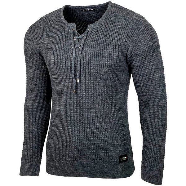 Baxboy Strickpullover Baxboy Herren Pullover Rundkragen Moderner Feinstrick Pulli B-52132