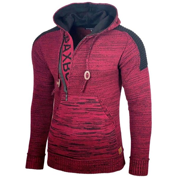 Baxboy Strickpullover Baxboy Herren Strick Pullover Kapuzenpullover Reißverschluss B_290