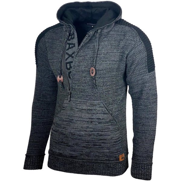 Baxboy Strickpullover Baxboy Herren Strick Pullover Kapuzenpullover Reißverschluss B_290