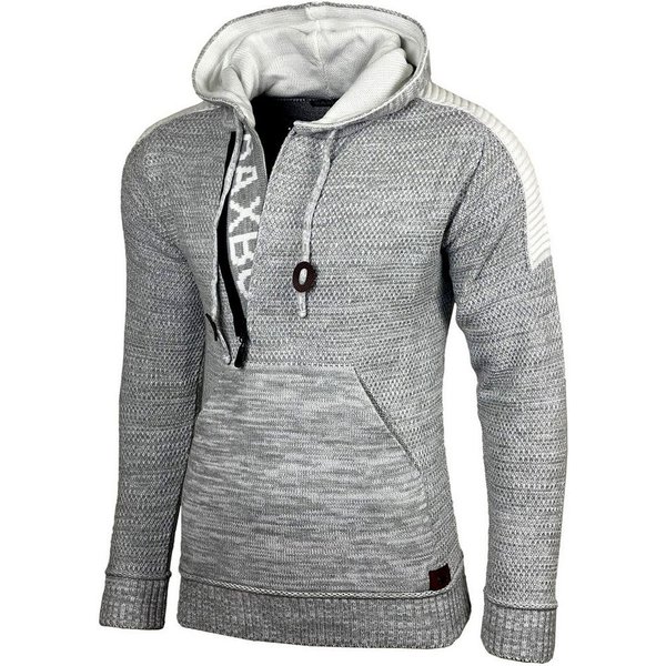 Baxboy Strickpullover Baxboy Herren Strick Pullover Kapuzenpullover Reißverschluss B_290