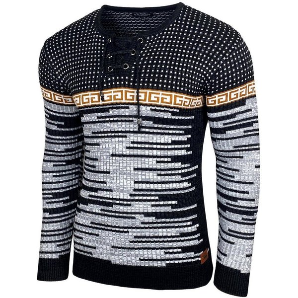 Baxboy Strickpullover BAXBOY Herren stylischer Rundhals Strick-Pullover B-52156
