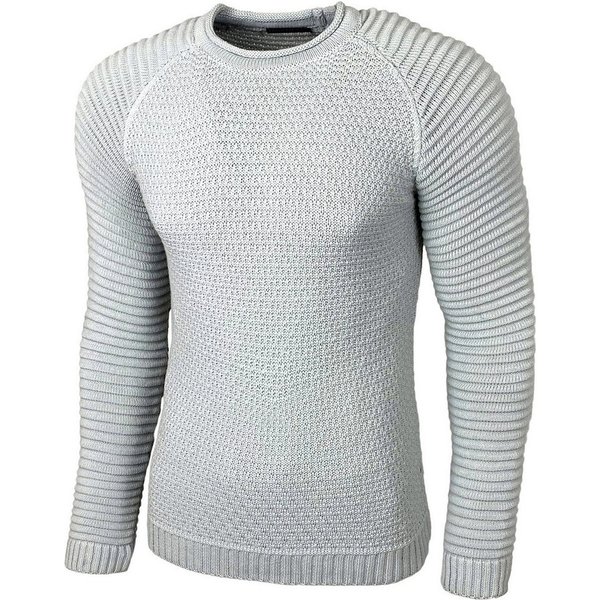 Baxboy Strickpullover Baxboy Strickpullover Herren Two Tone Rundhals Pullover B-8056