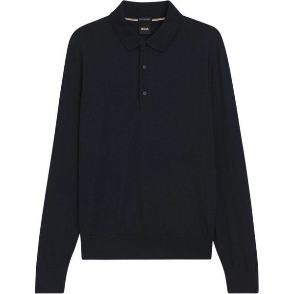 BOSS Strickpullover BOSS Men Black Casual,Wolle,Unifarben,Polokragen,Lang,Regular Fit
