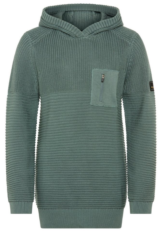 Bruno Banani Strickpullover Kapuzen-Strickpullover mit BRUNO BANANI Badge Pullover in Ripp-Strickstruktur, mit Kapuze und Tasche auf der Brust – Bild 5 von 5