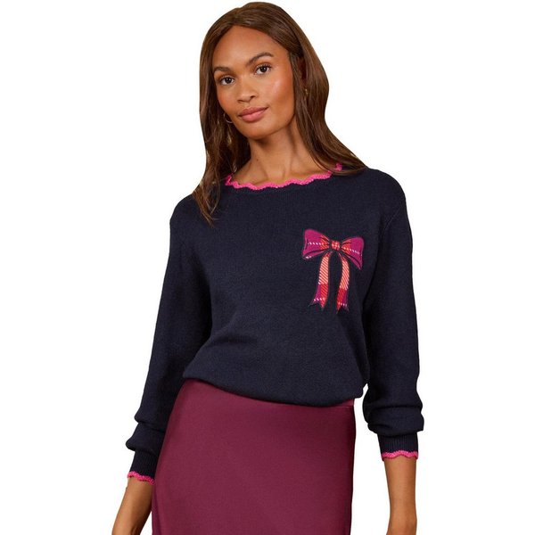 Love & Roses Strickpullover Love & Roses Strickpullover mit Bogenkante Regular (1-tlg)
