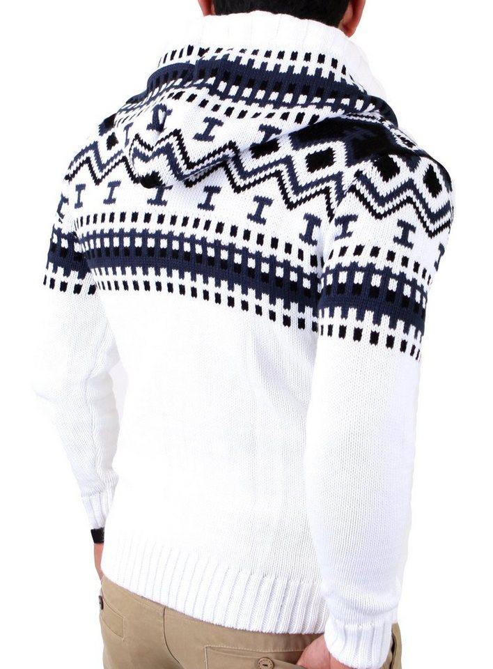 Reslad Strickpullover Reslad Herren Grobstrick Norweger Winter Strickjacke mit Kapuze RS-310 (1-tlg) Strickjacke Zipper Hoodie – Bild 2 von 4