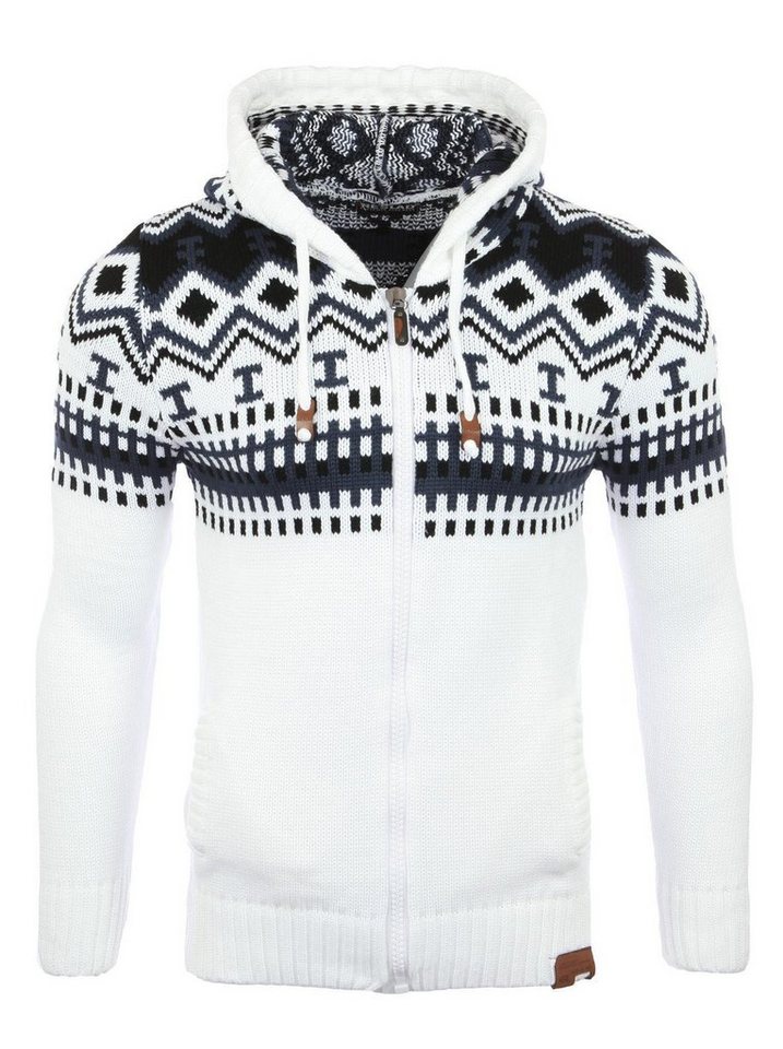 Reslad Strickpullover Reslad Herren Grobstrick Norweger Winter Strickjacke mit Kapuze RS-310 (1-tlg) Strickjacke Zipper Hoodie – Bild 3 von 4