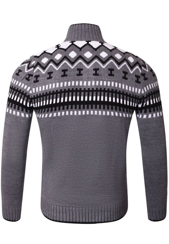 Reslad Strickpullover Reslad Herren Strickpullover Crewneck Zipper Norweger Pullover RS-3110 (1-tlg) Strickpullover Männer Norwegermuster Troyer – Bild 4 von 4