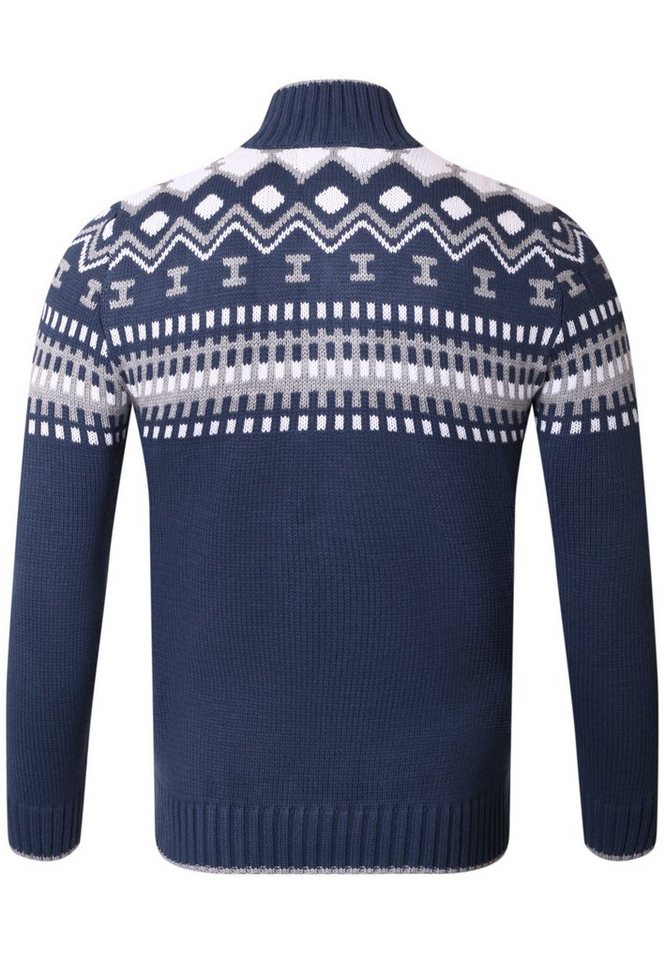 Reslad Strickpullover Reslad Herren Strickpullover Crewneck Zipper Norweger Pullover RS-3110 (1-tlg) Strickpullover Männer Norwegermuster Troyer – Bild 4 von 4
