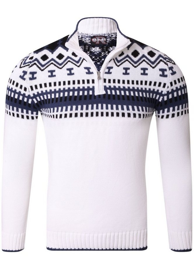 Reslad Strickpullover Reslad Herren Strickpullover Crewneck Zipper Norweger Pullover RS-3110 (1-tlg) Strickpullover Männer Norwegermuster Troyer – Bild 3 von 4