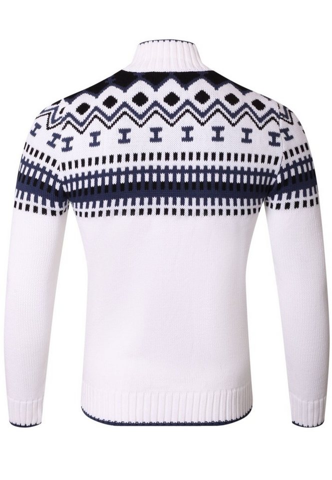 Reslad Strickpullover Reslad Herren Strickpullover Crewneck Zipper Norweger Pullover RS-3110 (1-tlg) Strickpullover Männer Norwegermuster Troyer – Bild 4 von 4