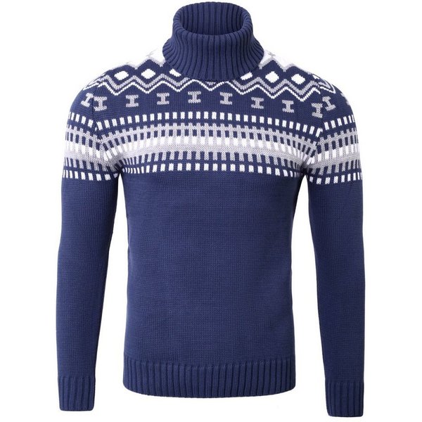 Reslad Strickpullover Reslad Rollkragenpullover Herren Grobstrick Norweger Pullover Winter (1-tlg) Strickpullover Männer Norwegermuster mit Roll Neck