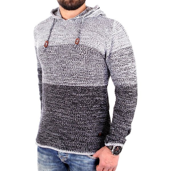 Reslad Strickpullover Reslad Strickpullover Herren Colorblock Kapuzen-Pullover Hoodie RS-310 (1-tlg) Colorblock Hoodie