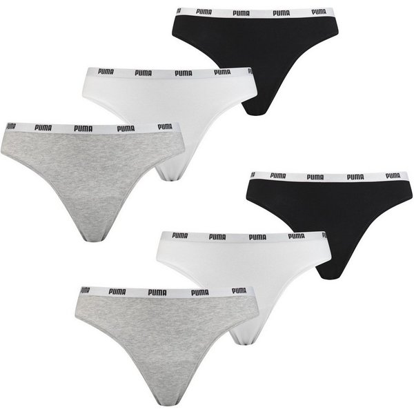 PUMA String Puma Damen String im 6-er Pack Mit Puma Logo im Bund