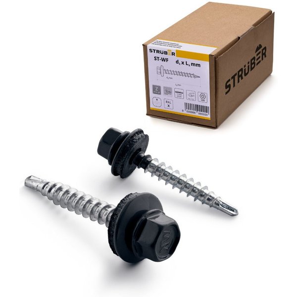STRÜBER Schrauben- und Dübel-Set Trapezblechschrauben - Selbstbohrende Bohrschrauben mit Dichtscheibe, (250 St)