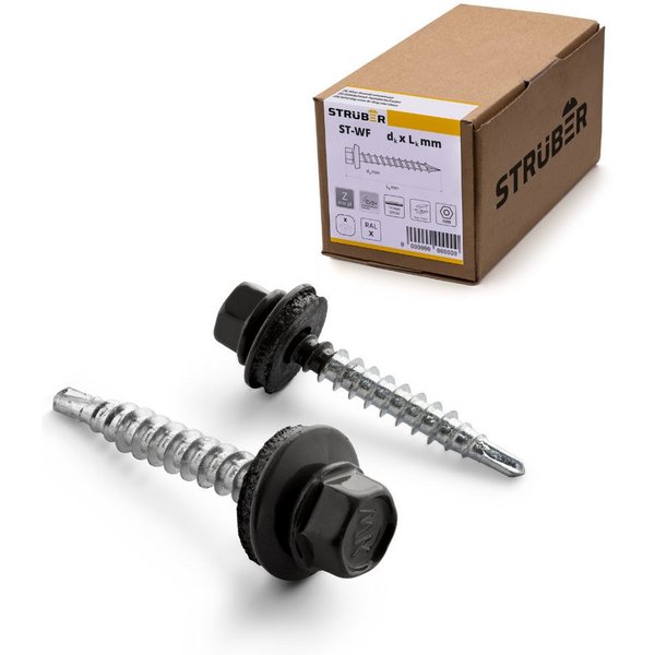 STRÜBER Schrauben- und Dübel-Set Trapezblechschrauben - Selbstbohrende Bohrschrauben mit Dichtscheibe, (250 St)