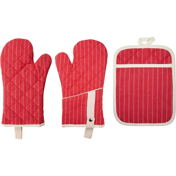 stuco Topfhandschuhe gestreift, (Set, 3-tlg., bestehend aus 2x Ofenhandschuh, 1x Küchengreifhilfe)