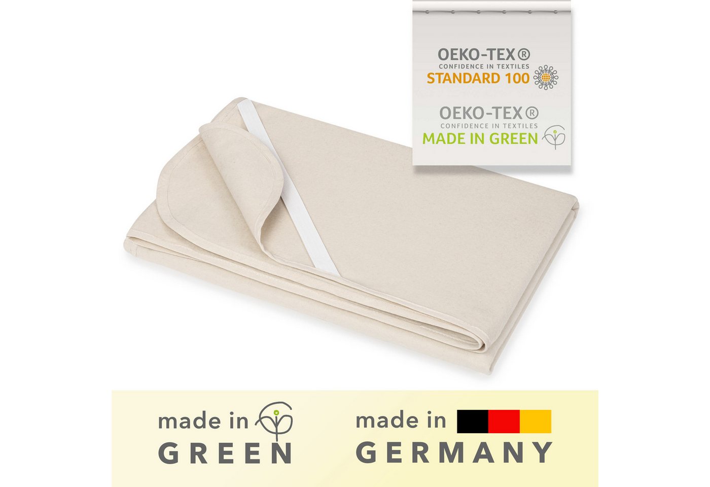 Matratzenschoner Molton, viele Größen, 100% atmungsaktive Baumwolle, made in Germany STUDIO, 2x 90x200 cm Matratzenschutz bis 22 cm Höhe - Naturfarben – Bild 2 von 5