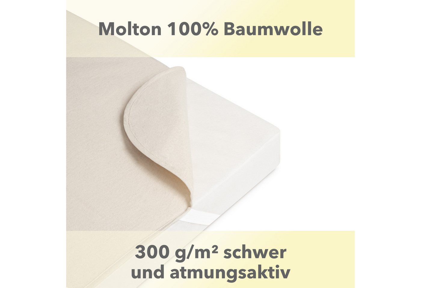 Matratzenschoner Molton, viele Größen, 100% atmungsaktive Baumwolle, made in Germany STUDIO, 2x 90x200 cm Matratzenschutz bis 22 cm Höhe - Naturfarben – Bild 4 von 5
