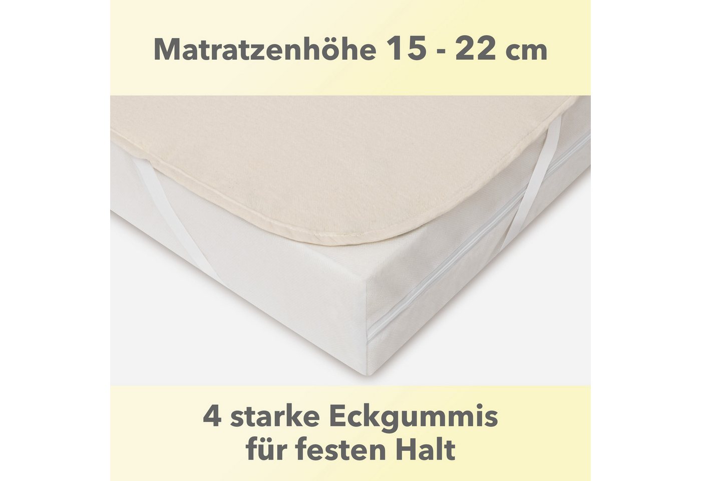 Matratzenschoner Molton, viele Größen, 100% atmungsaktive Baumwolle, made in Germany STUDIO, 100x200 cm Matratzenschutz bis 22 cm Höhe - Naturfarben – Bild 5 von 5