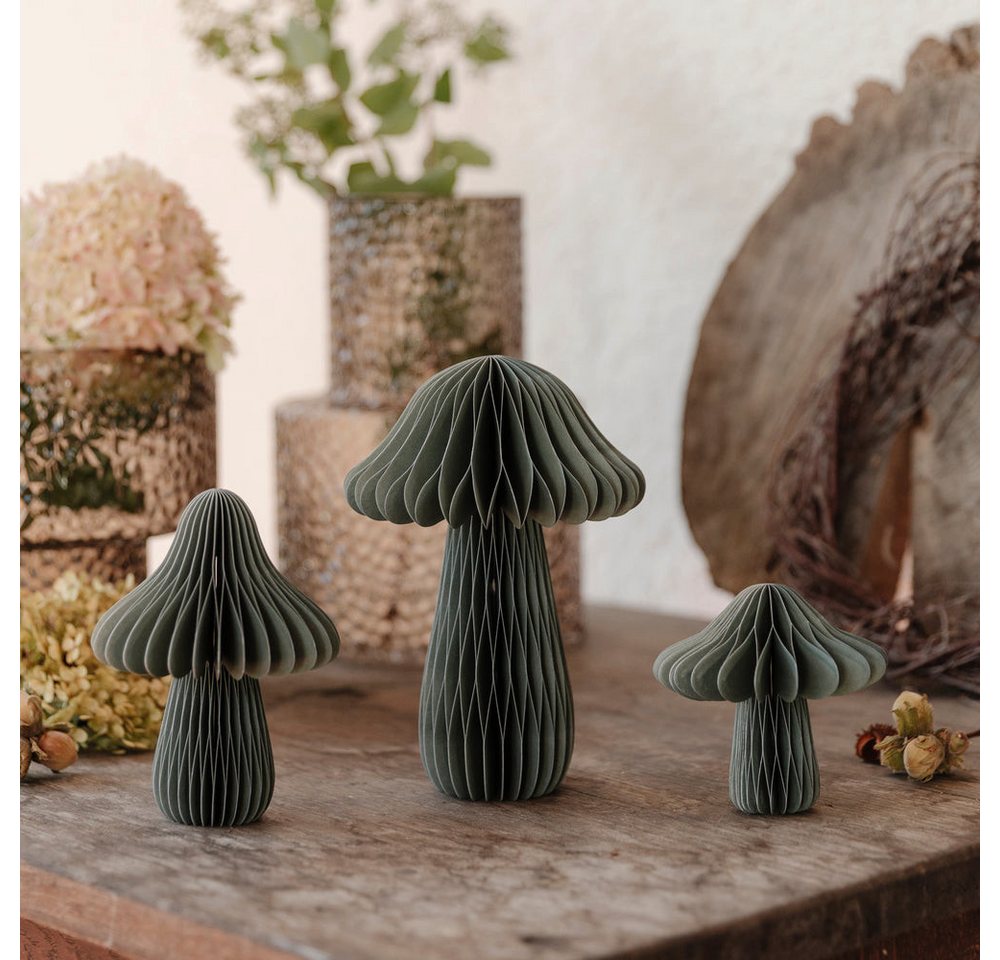 studio mkono Dekoobjekt Papierdeko Herbstdeko Pilz aus Papier in grün – Bild 2 von 4