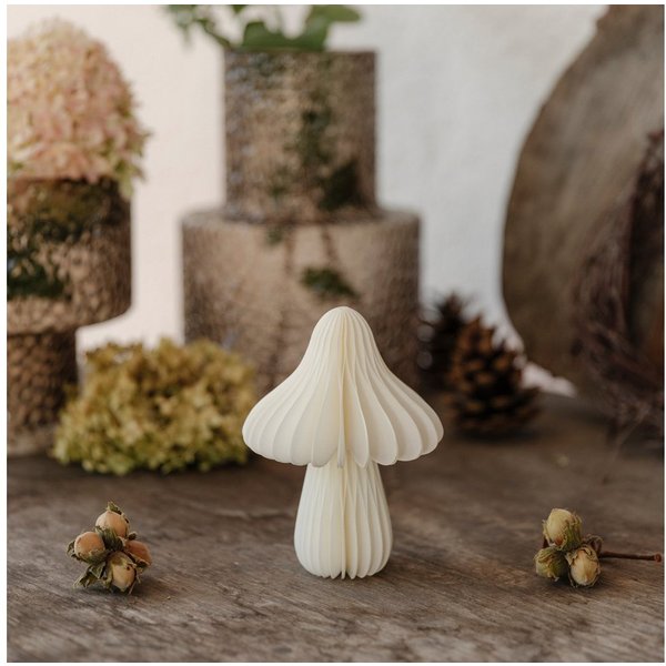 studio mkono Dekoobjekt Papierdeko Herbstdeko Pilz aus Papier in weiß