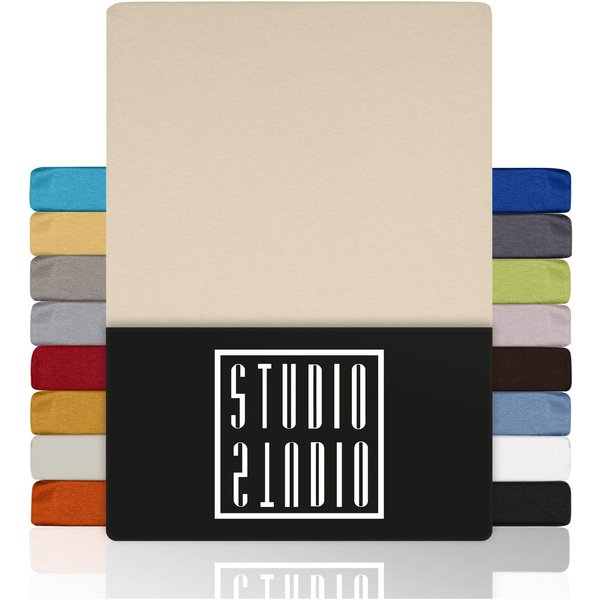 STUDIO Spannbettlaken Basic, viele Größen, 100% gekämmte Baumwolle, OEKO-TEX 100, Jersey, Baumwolle, Gummizug: rundum, (1 Stück), 90x190 cm Bettlaken Spannbettt