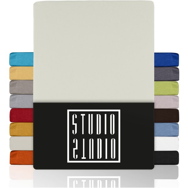 STUDIO Spannbettlaken Basic, viele Größen, 100% gekämmte Baumwolle, OEKO-TEX 100, Jersey, Baumwolle, Gummizug: rundum, (1 Stück), 90x200 cm Bettlaken Spannbettt