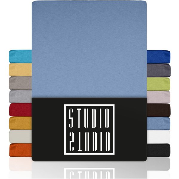 STUDIO Spannbettlaken Basic, viele Größen, 100% gekämmte Baumwolle, OEKO-TEX 100, Jersey, Baumwolle, Gummizug: rundum, (1 Stück), 100x200 cm Bettlaken Spannbett
