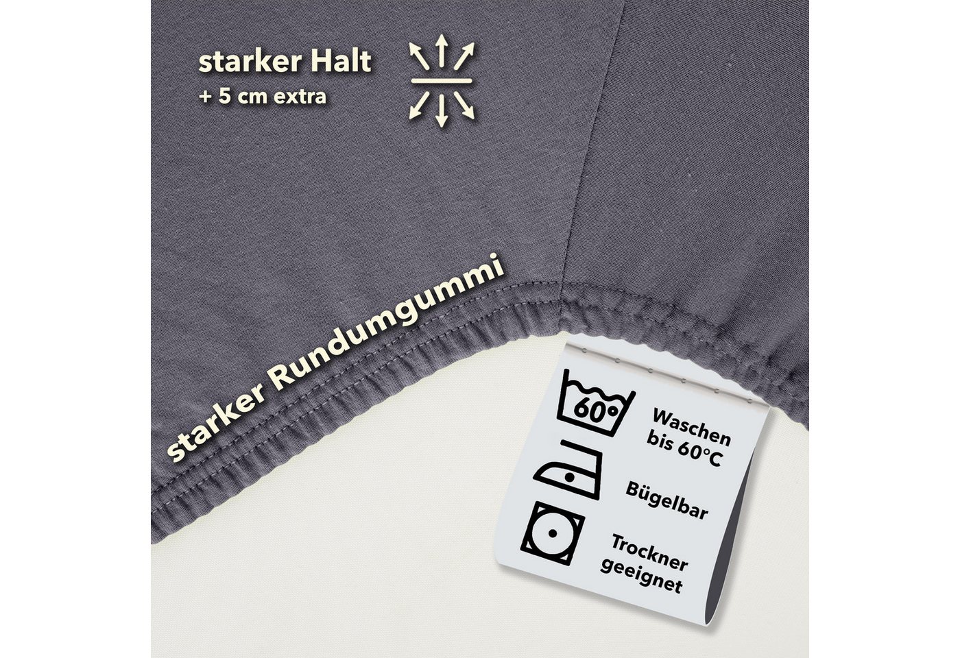 STUDIO Spannbettlaken Premium, 170 g/m², viele Größen, OEKO-TEX 100, Jersey, Gummizug: rundum, (1 Stück), 90x200 - 100x220cm Bettlaken Spannbetttuch bis 35cm Hö – Bild 3 von 5