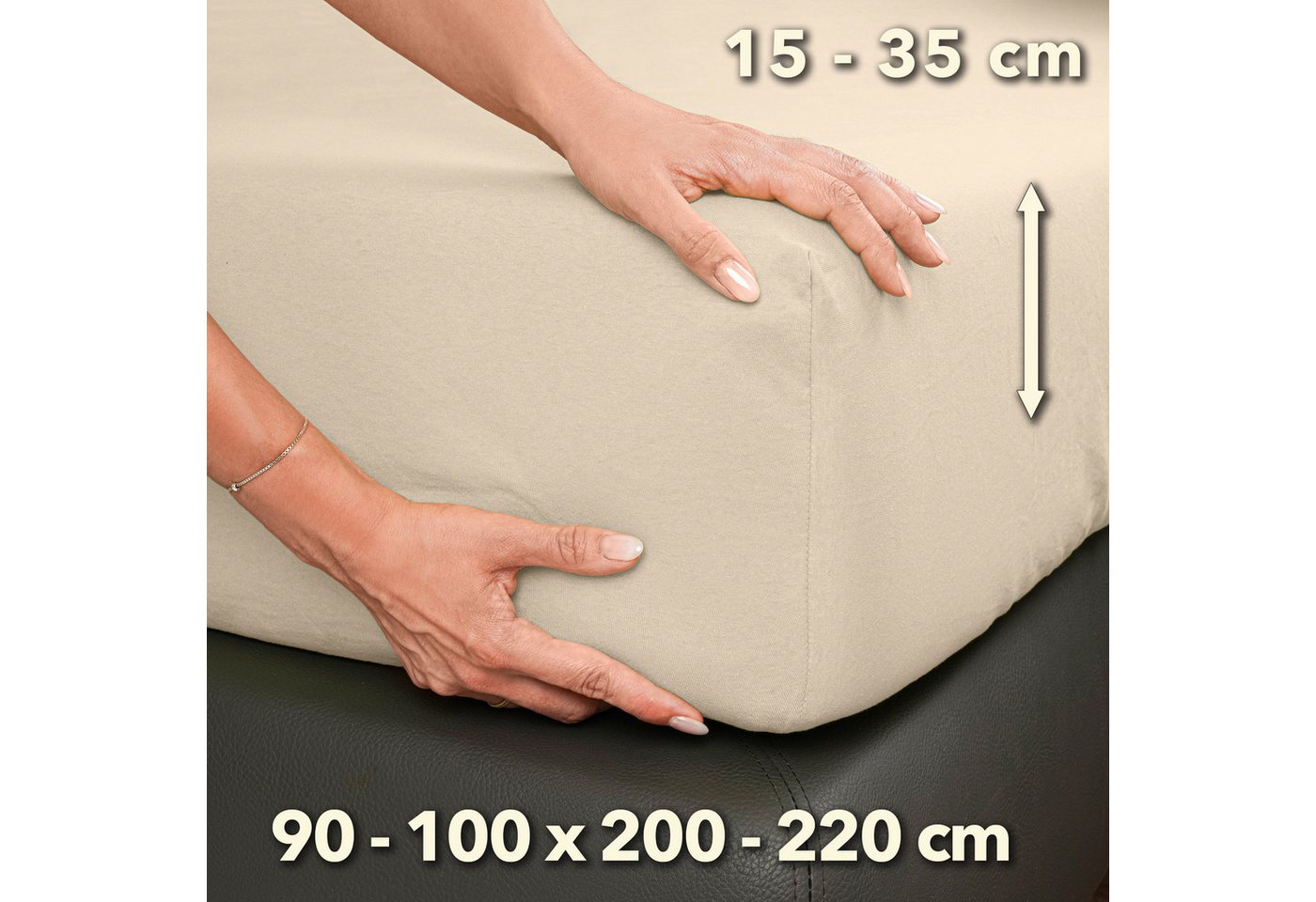 STUDIO Spannbettlaken Premium, 170 g/m², viele Größen, OEKO-TEX 100, Jersey, Gummizug: rundum, (1 Stück), 90x200 - 100x220cm Bettlaken Spannbetttuch bis 35cm Hö – Bild 4 von 5