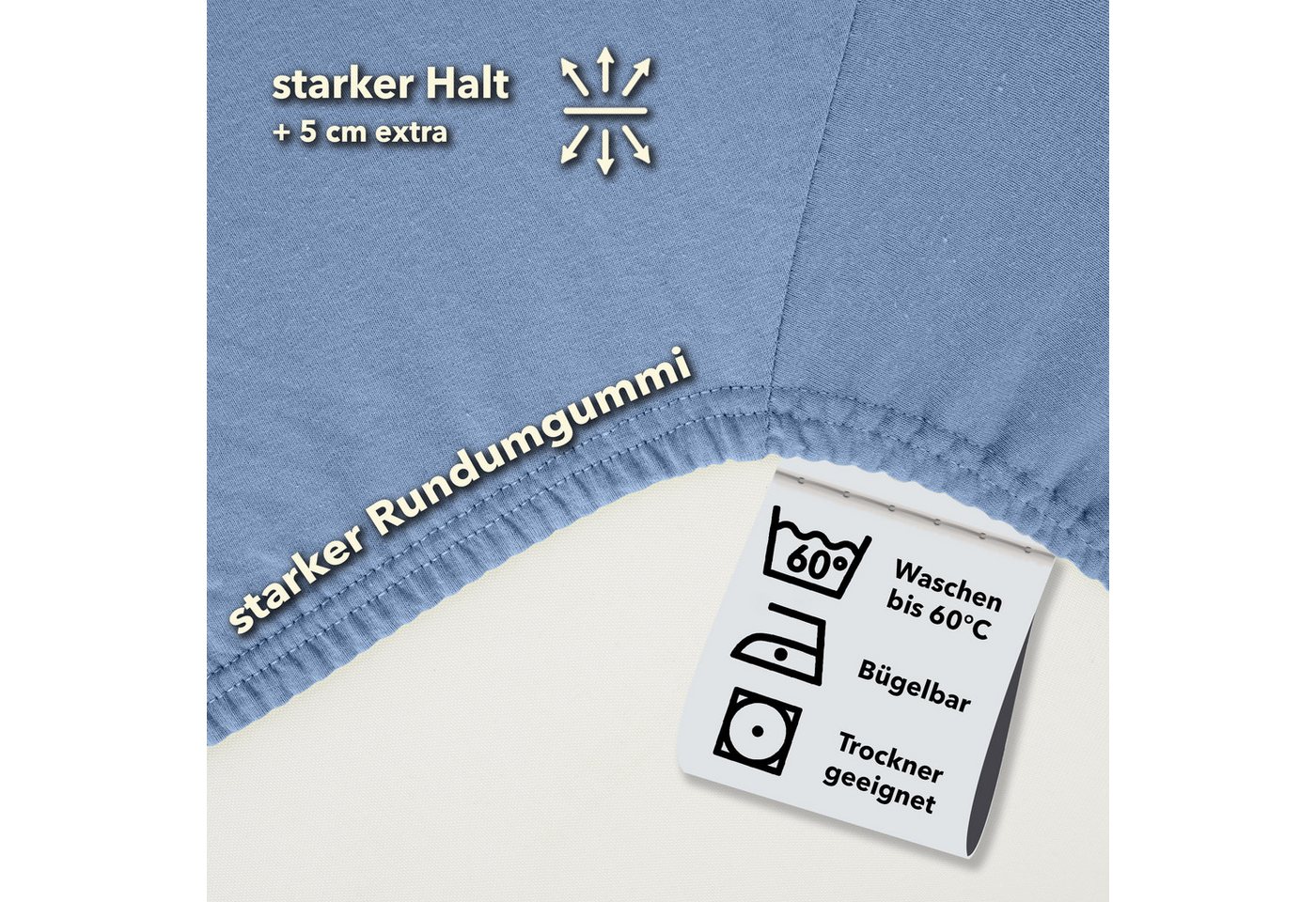 STUDIO Spannbettlaken Premium, 170 g/m², viele Größen, OEKO-TEX 100, Jersey, Gummizug: rundum, (1 Stück), 90x200 - 100x220cm Bettlaken Spannbetttuch bis 35cm Hö – Bild 3 von 5