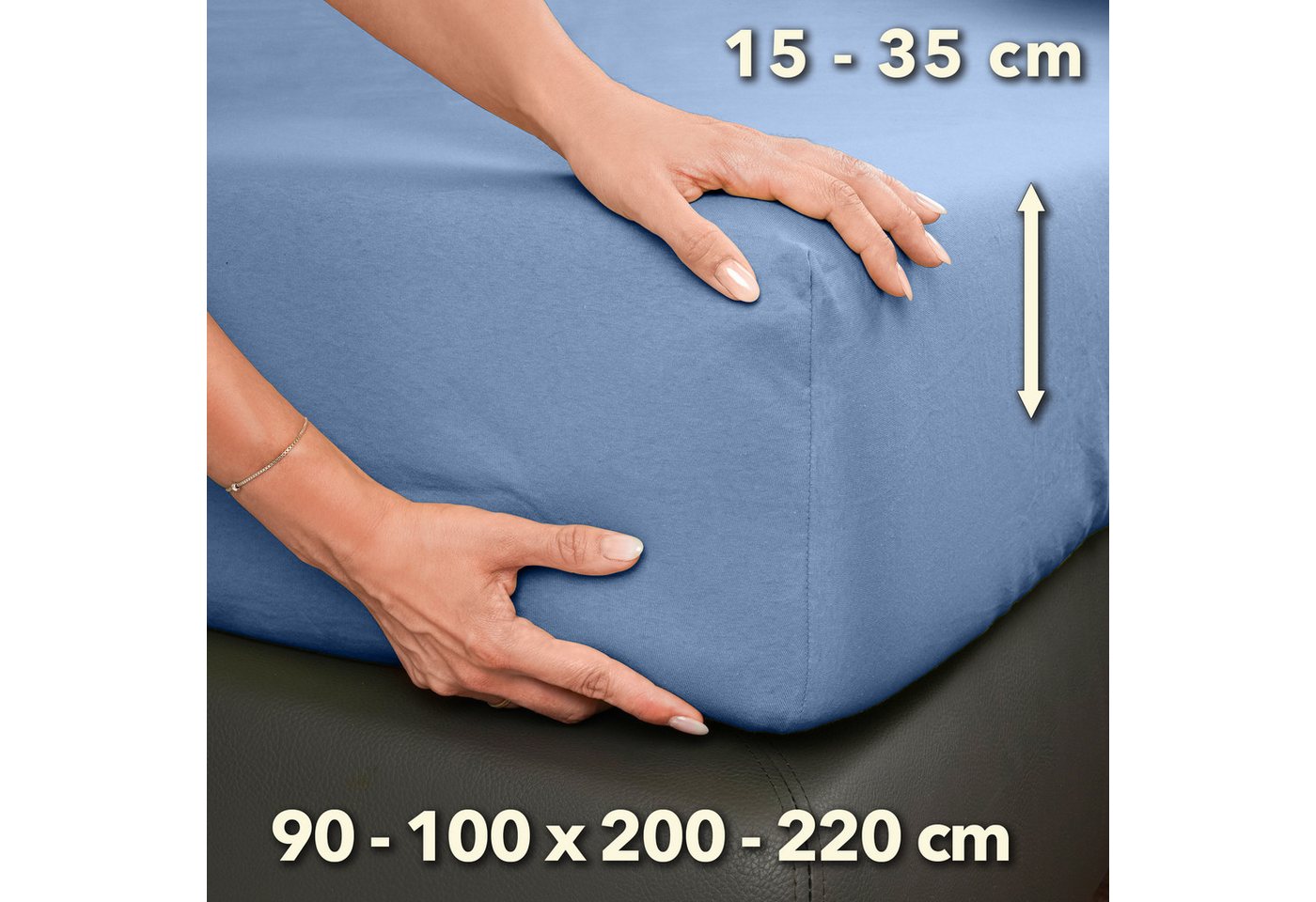 STUDIO Spannbettlaken Premium, 170 g/m², viele Größen, OEKO-TEX 100, Jersey, Gummizug: rundum, (1 Stück), 90x200 - 100x220cm Bettlaken Spannbetttuch bis 35cm Hö – Bild 4 von 5