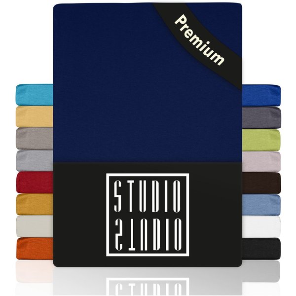 STUDIO Spannbettlaken Premium, 170 g/m², viele Größen, OEKO-TEX 100, Jersey, Gummizug: rundum, (1 Stück), 90x200 - 100x220cm Bettlaken Spannbetttuch bis 35cm Hö