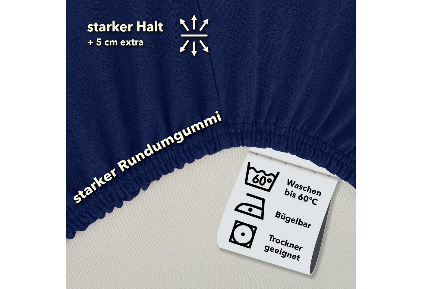 STUDIO Spannbettlaken Premium, 170 g/m², viele Größen, OEKO-TEX 100, Jersey, Gummizug: rundum, (1 Stück), 90x200 - 100x220cm Bettlaken Spannbetttuch bis 35cm Hö – Bild 3 von 5
