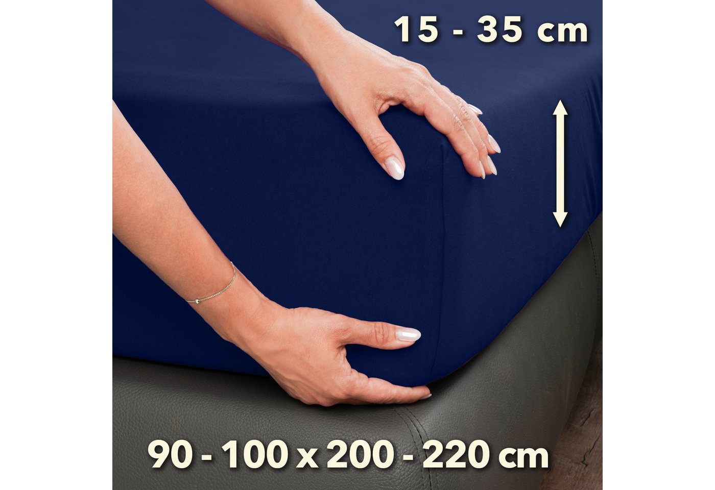 STUDIO Spannbettlaken Premium, 170 g/m², viele Größen, OEKO-TEX 100, Jersey, Gummizug: rundum, (1 Stück), 90x200 - 100x220cm Bettlaken Spannbetttuch bis 35cm Hö – Bild 4 von 5