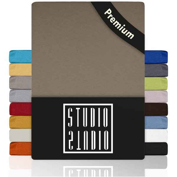 STUDIO Spannbettlaken Premium, 170 g/m², viele Größen, OEKO-TEX 100, Jersey, Gummizug: rundum, (1 Stück), 90x200 - 100x220cm Bettlaken Spannbetttuch bis 35cm Hö