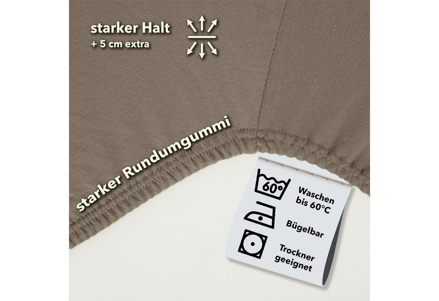 STUDIO Spannbettlaken Premium, 170 g/m², viele Größen, OEKO-TEX 100, Jersey, Gummizug: rundum, (1 Stück), 90x200 - 100x220cm Bettlaken Spannbetttuch bis 35cm Hö – Bild 3 von 5