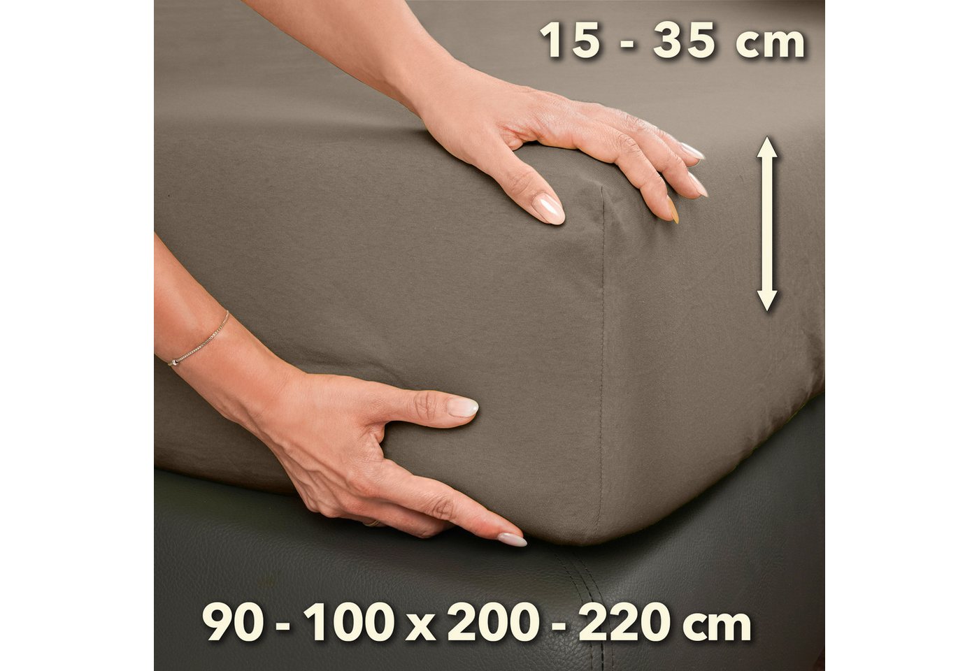 STUDIO Spannbettlaken Premium, 170 g/m², viele Größen, OEKO-TEX 100, Jersey, Gummizug: rundum, (1 Stück), 90x200 - 100x220cm Bettlaken Spannbetttuch bis 35cm Hö – Bild 4 von 5