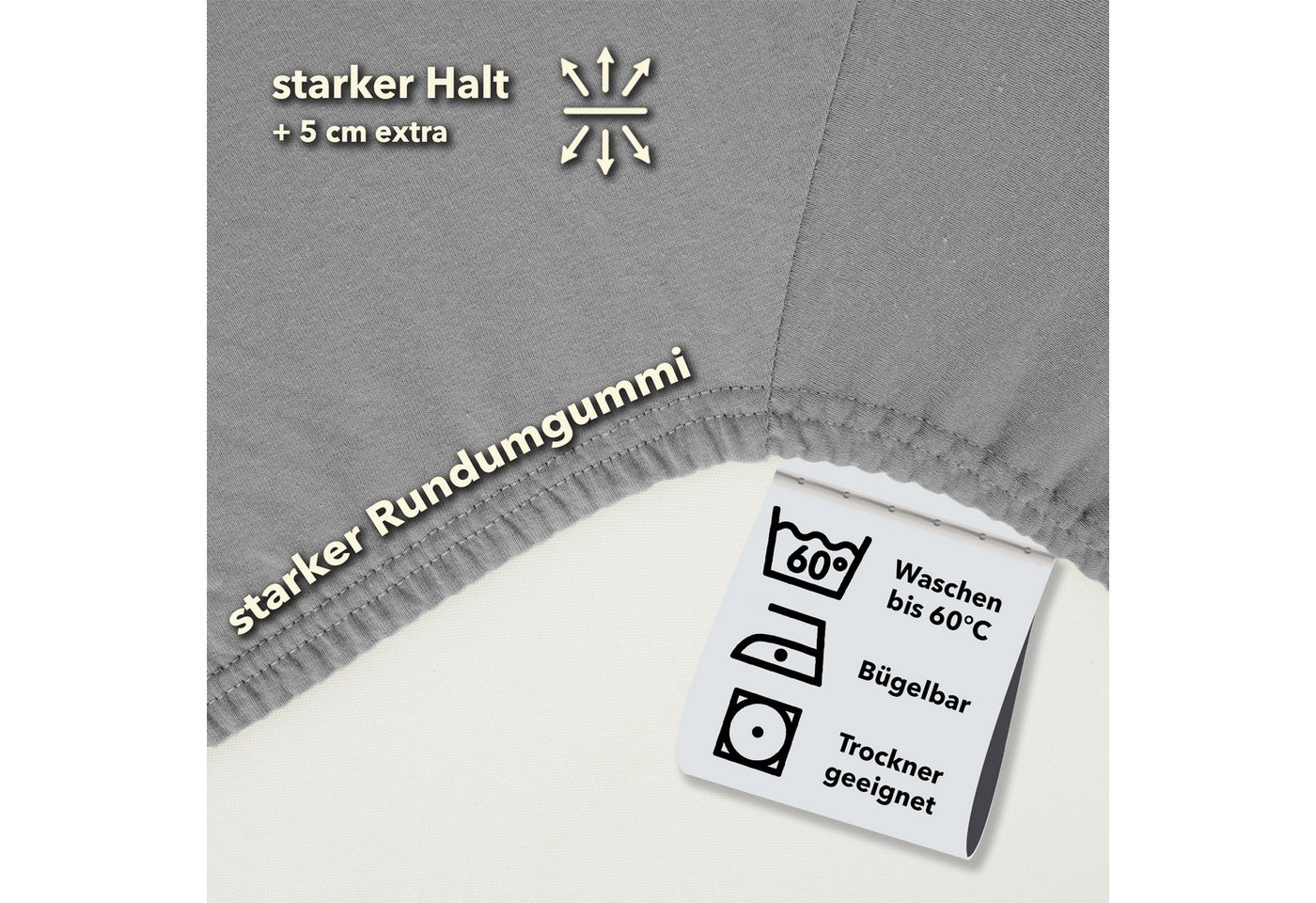 STUDIO Spannbettlaken Premium, 170 g/m², viele Größen, OEKO-TEX 100, Jersey, Gummizug: rundum, (1 Stück), 90x200 - 100x220cm Bettlaken Spannbetttuch bis 35cm Hö – Bild 3 von 5