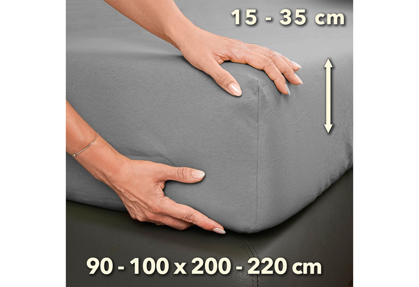 STUDIO Spannbettlaken Premium, 170 g/m², viele Größen, OEKO-TEX 100, Jersey, Gummizug: rundum, (1 Stück), 90x200 - 100x220cm Bettlaken Spannbetttuch bis 35cm Hö – Bild 4 von 5
