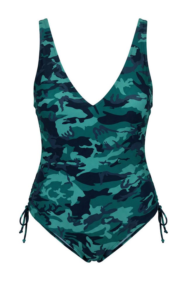 Studio Untold Badeanzug Badeanzug Camouflage Raffbänder Softcups Shaping – Bild 2 von 3
