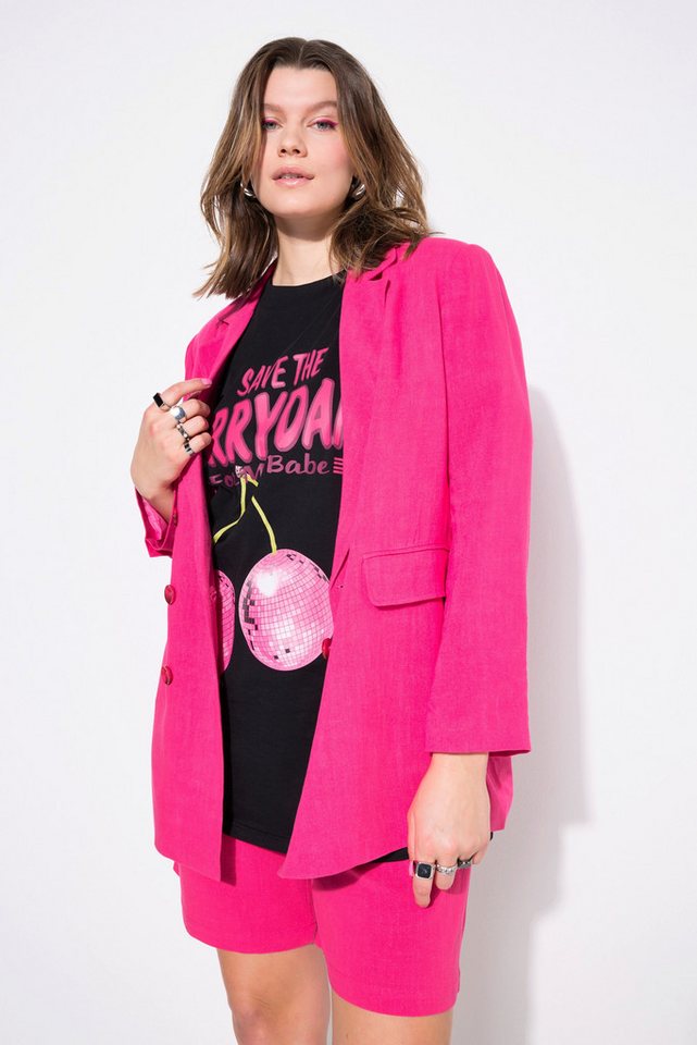 Studio Untold Blusenblazer Leinenmix-Blazer Loose Fit Doppelreiher – Bild 4 von 4