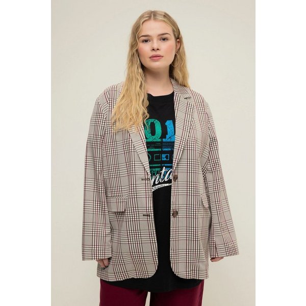 Studio Untold Blusenblazer Oversized-Blazer Karo Revers Langarm